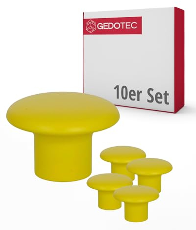 Gedotec Möbelknöpfe für Kinderzimmer | Durchmesser 32 mm | Farbe Gelb | 10 Stück | Möbelgriffe Kunststoff | COLOUR | Schrankknöpfe bunt | Möbelknauf Kinder | moderne Griffe Möbel | Schrankknauf