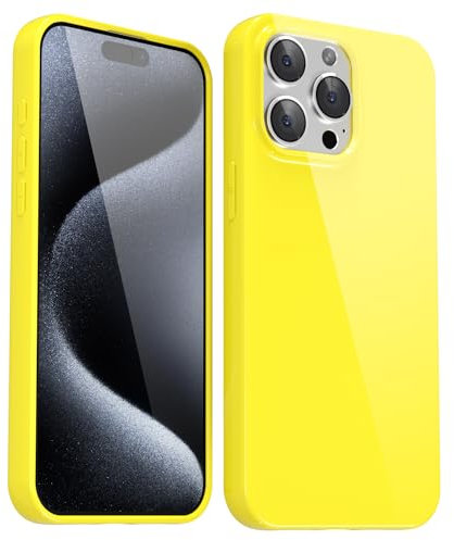 Svanove for iPhone 15 Pro Case Silicone, Glossy Soft Rubber Gel Jelly Cute Protective Plastic Simple Plain Phone Case Cover for Women Girl, Slim Thin Flexible Shockproof TPU, Yellow