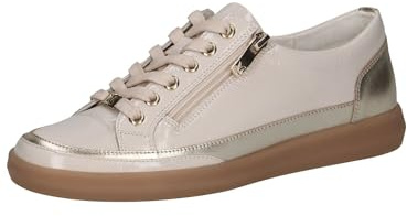 CAPRICE Damen Sneaker flach aus Leder mit Reißverschluss, Beige (Cream/Gold), 37 EU