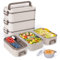 Reabulun Bento Box - Lonchera apilable de acero inoxidable 304 de 3 capas para adultos y niños, oficina, 3 litros, contenedor portátil de gran capacidad con cuenco de sopa, cuchara y tenedor