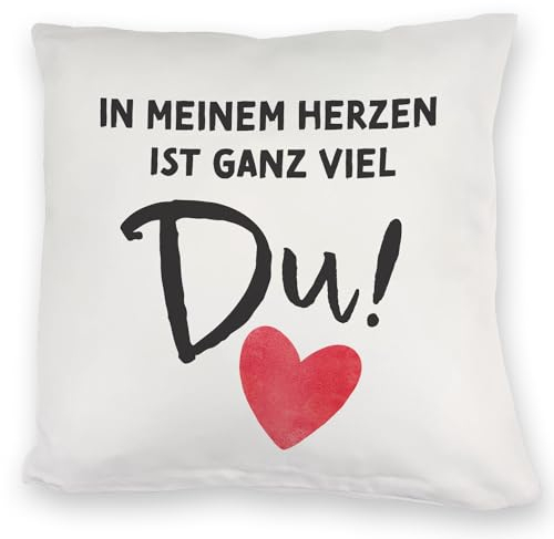 Herz Kuschelkissen mit Spruch In Meinem Herzen ist ganz viel Du Perfekt als Liebevolles Valentinsgeschenk für verliebte Partner Freundschaftsbeweis für Freundin Valentinstag