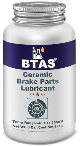 BTAS Brake Synthetic Ceramic Grease 8 oz,Anti Seize&Squeal Caliper Pad Pin Parts Assembly Lubricant,Resistant to High Temp Rust and Corrosion with Brush for Automotive