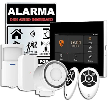 Kit DE Alarma Piso 4ª Gen. NO Todas Son Iguales gsm 4G Y WiFi. Pantalla TACTIL. (100% Valida para VIVIENDAS SIN Internet) Pantalla Táctil, Compatible Alexa y Google