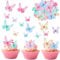 Catelves Tortendeko Schmetterlinge Essbar,72 Stück Essbare Schmetterlinge für Torte,Essbare Tortendeko Schmetterling Bunt,Kuchen Deko Essbar,Schmetterling Muffin Deko Essbare,Esspapier Kuchendeko
