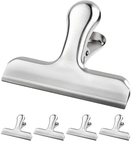 Caianwin 5 Stück Verschlussklammern Groß 76mm Metallklammern Clips für Tüten, Lebensmittel und Foto für Haus, Küche, Schule und Büro