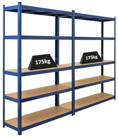 PROREGAL Mega Deal | 2X Schwerlastregal Ragnar | HxBxT 180x120x40cm | Fachlast 175kg | Blau | Garagenregal Kellerregal Werkstattregal Lagerregal Steckregal