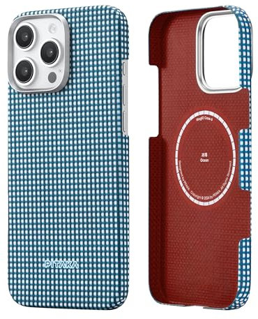 PITAKA Magnetic Case for iPhone 16 Pro Max Lightweight and Thin Aramid Fibre Protective Case with Premium Texture and Frameless Feel [MagEZ Case 5-Ultra Slim] Ocean