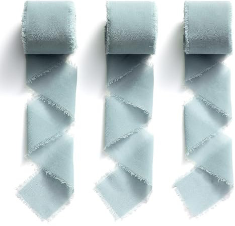 MORSUNBELA Geschenkband Chiffonband Graublau, 38mm x 19,2 m Schleifenband Hochzeit Dekoband, Geschenk Dekoration, Stoffband für Hochzeit Party Muttertag Geburtstag Geschenke