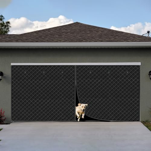 Single Garage Door Screen for Winter 9 * 7FT Heavy Duty Magnetic Garage Door Insulation Kit for 1 Car Garage Door Outdoor Thermal Insulated Door Curtain, Weatherproof, Windproof