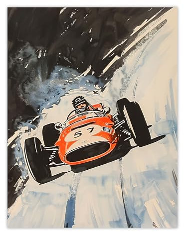 Artery8 Vintage Automobile Racing Watercolour Man Cave Unframed Wall Art Print Poster Home Decor Premium