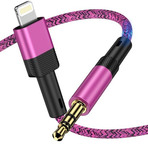 Aux Cable for iPhone in Car, iphone to 3.5mm jack audio adapter Headphones Aux Cord for Car/Headphone/Home Stereo/Speaker, 3.5mm Aux Cable for iPad/iPod/iPhone 14/13/12/11/Pro Max/X/XR/XS/8 Plus