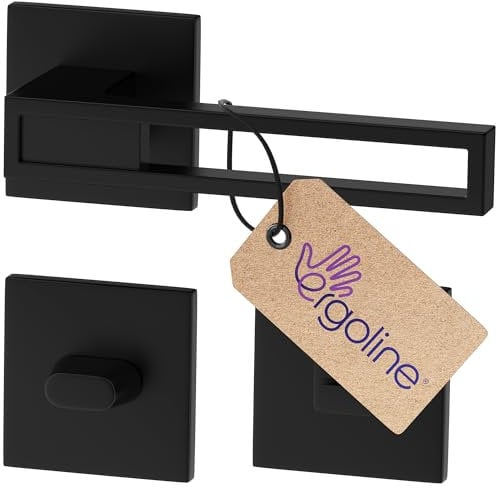 ERGO line Design moderne, poignée de porte noire TOMMY, pour les portes de salle de bains, la silhouette ultra-fine, poignée carrée noire mate, garnitures de porte, poignée