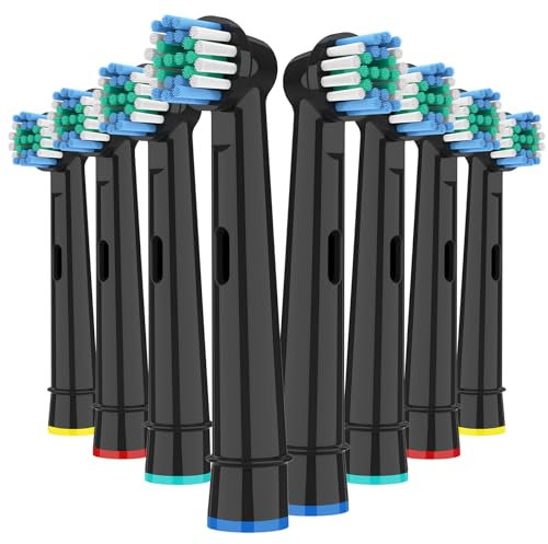 10er Kisstta Aufsteckbürsten Kompatibel mit Braun Oral B Elektrische Zahnbürste, Zahnbürstenaufsatz kompatibel mit Oral B Pro Series, Vitality Pro, Genius X Für Sanfte Zahnpflege (Schwarz)