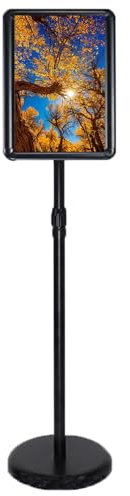 BOGDTF Support d'affiche réglable et Robuste, Format A2/A3/A4, sur Pied, Cadre en Aluminium à Ouverture par Pression, Affichage à 360°, pour la Vie et Les Affaires, 9,45 x 12,87 Pouces, Noir