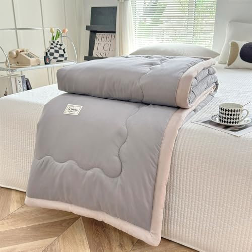 DOTBUY-SHOP Quilted Bedspreads, 2025 Quilt Bed Throws Cotton Filling Duvet Super King Single Double Size Children's Bed Quilted Throw for All Season (Gray,180×220cm)