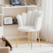 Armchair Tub Chair, Boucle Vanity Chair Shell Accent Chairs with Gold Plating Metal Legs, Leisure Single Sofa Dressing Chairs for Home, Office, Bedroom, Living Room, Dining Room (White)