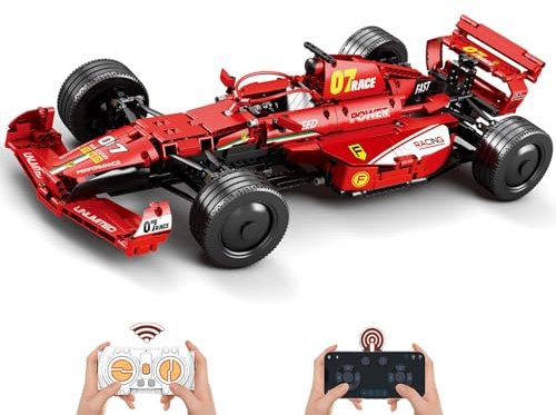 Muuchuu Auto sportiva F1 telecomandata da costruire con motori per adulti, modello ridotto di Formula 1 tecnica, supercar in scala 1:8, decorazione casa ufficio regali per bambini adolescenti