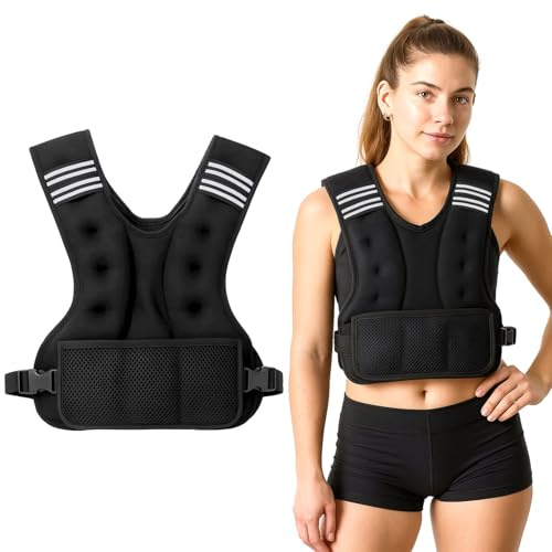 JF HOME BLISS Weighted Vest Adjustable Weighted Vest for Men & Women Reflective Iron Sand Weight Vest for Running CrossFit Strength Training Gym Workouts and Cardio Fitness (Black, 1.8-4.5kg)
