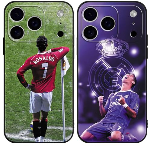 TBNMBGY 2 Stück Handyhülle für iPhone 17 Pro max Hülle 6,9, Cool Sport Fußball Legend Player 7 Mode Muster Case Weich Silikon Stoßfest Cover Schutzhülle für Fans, Jungen