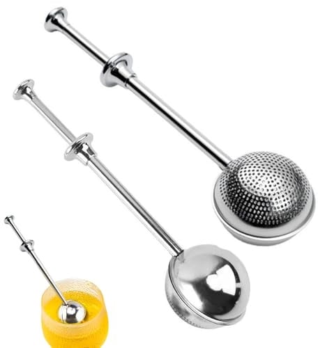 2 pezzi colino da tè per tè sfuso, filtro da tè in acciaio inox 304 Teaballs con manico telescopico, pinza per tè, colino da tè filtro per tazza, tè sfuso, rosa, caffè, spezie, zucchero, farina, cacao