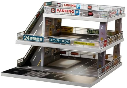 F Fityle 1/64 Scale Model Car Display Case Toy Car Storage Box Simulated Parking Lot Diorama Collectible Gift Miniature Scenario Model