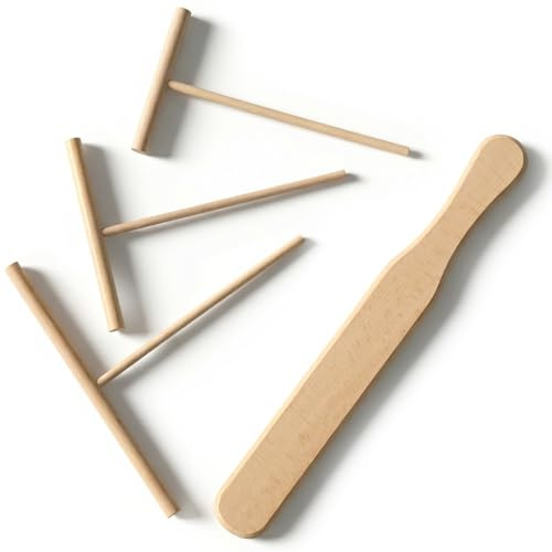4 Pack Crepe Stick, Wooden Crepe Spreader, Natural Wood Pancake Tool with T Shaped Sticks, Pancake Turner for Any Size Pan Maker Durable Lightweight