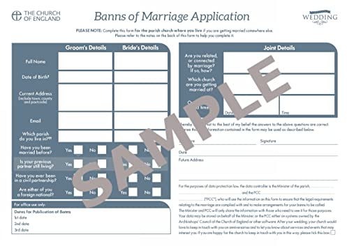 Banns of Marriage Form (pack of 30)