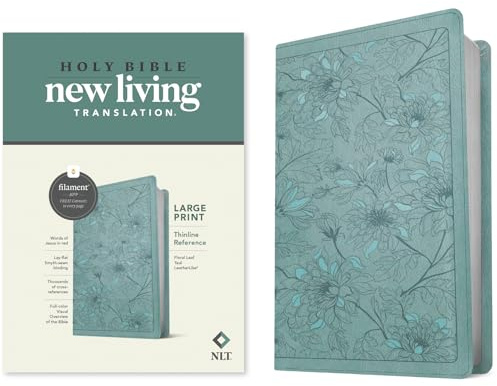 NLT Large Print Thinline Reference Bible, Filament Enabled Edition (Red Letter, Leatherlike, Floral/Teal): New Living Translation, Thinline Reference ... Enabled Edition, Red Letter, Leatherlike