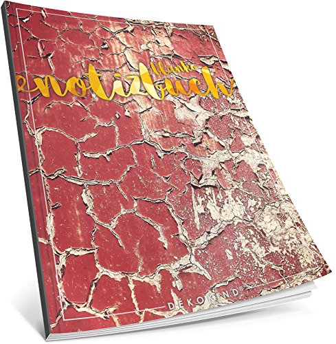 Dékokind® Blanko Notizbuch: Ca. A4-Format • 100 Seiten mit Inhaltsverzeichnis • Perfekt als Zeichenbuch, Sketchbook oder Malbuch für Erwachsene • ArtNr. 47 Red Grunge Wall • Softcover