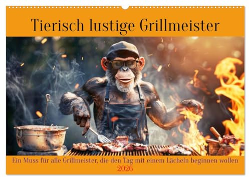 Tierisch lustige Grillmeister (Wandkalender 2026 DIN A2 quer), CALVENDO Monatskalender: Ein Muss für alle Grillmeister, die den Tag mit einem Lächeln beginnen wollen (CALVENDO Hobbys)