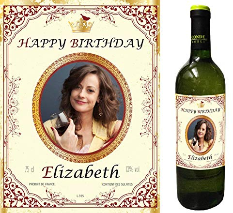 Party People PERSONALISED WINE BOTTLE LABEL - ANY PHOTO + ANY NAME (Type 1)