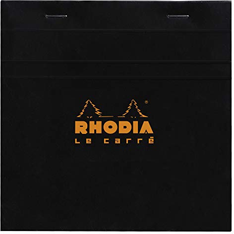 Rhodia 148209C Notizblock Le Carré (kariert, quadratisch 148 x 148 mm, 80 Blatt) 1 Stück schwarz