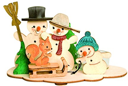 Drechslerei Kuhnert - Hobaku Bastelset im Schneemann Motiv - Teelichthalter - Maße: 16 x 10,5 x 10 cm - Made in Germany