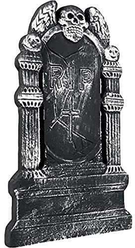 Boland 72019 - Grabstein fliegender Totenkopf RIP, Größe ca. 50 x 30 cm, Dekoration für Halloween, Karneval und Mottoparty