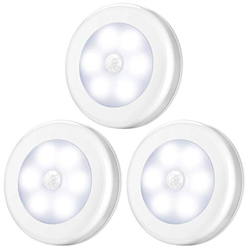 AMIR Nachtlicht mit Bewegungsmelder, LED Bewegungsmelder Licht, Auto ON/Off, LED Schrankbeleuchtung mit Haftend, Orientierungslicht für Flur, Schlafzimmer, Kinderzimmer, Treppen (Weiß- 3PCS)
