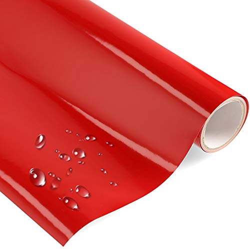 timalo Premium Möbelfolie Hochglanz - Rot - 1 Meter x 63 cm (Rollenware am Stück) und Bastelfolie - Küchenfolie - Klebefolie für Möbel, Türen selbstklebende Folie Küche, Meterware