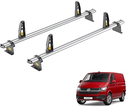 Van Guard Roof Rack for VW Transporter (2015-2022) 2 Aluminium Roof Bars with Loadstops [Note: Only Suitable for Standard Roof Models.] - UltiBar Plus - VG263-2