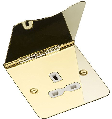 Knightsbridge FP7UPBW 13 A 1G Unswitched Floor Socket, Polished Brass
