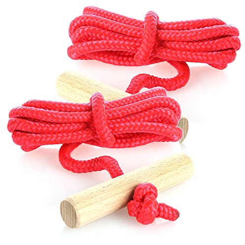 com-four® 2X Premium Schlittenleine mit Holzgriff, extra Starkes Rodelzubehör Zugseil für Schlitten, Made in Germany!