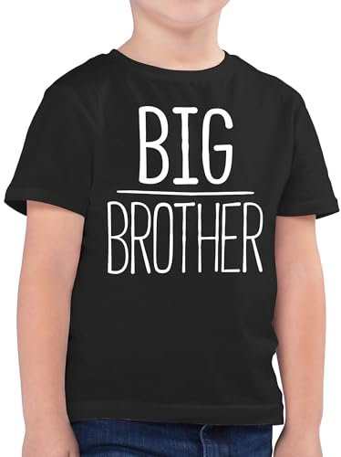 Kinder T-Shirt Jungen - Großer Bruder - Big Brother - 116 (5/6 Jahre) - Schwarz - Geschwisterliebe Geschenke Tshirt für große brüder Bruder gro er Shirt Merchandise großer+Bruder+Shirt