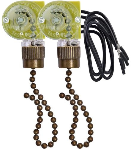 Interruptor de cadena de ventilador de techo Zing Ear ZE-109 de dos cables con cables de tracción, encendido y apagado, interruptor de luz de ventilador de techo para ventiladores, ventiladores de
