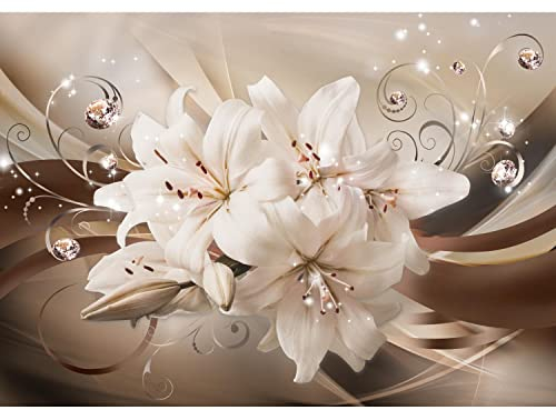 Runa Art Fototapete Blumen Lilien 352 x 250 cm Vlies Tapeten XXL Moderne Wandtapete Wohnzimmer Schlafzimmer Braun 9433011a