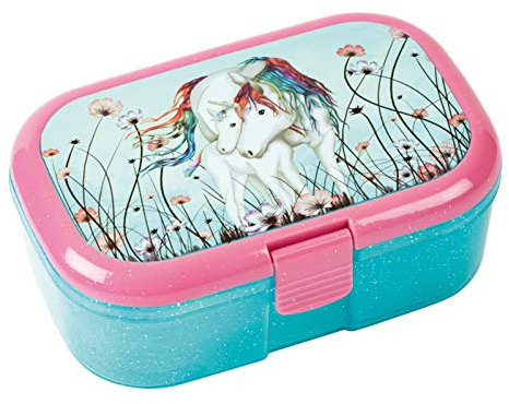 Glitzer-Lunchbox * LUNABELLE EINHORN mit FOHLEN * für Kinder von Lutz Mauder | 10655 | Perfekt für Unicorn Party | Vesperdose Brotzeitbox Brotzeit Schule Grundschule Einschulung