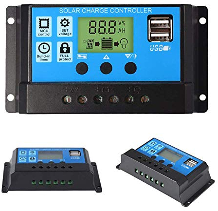 ZHITING 30A 12V / 24V Regolatore di pannello solare Regolatore di carica Display LCD PWM 30A Porta USB
