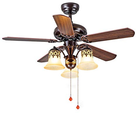 MMD Ventilateur de Plafond, Abat-Jour en Opale givrée, Lame en Bois Sombre Moderne, 42