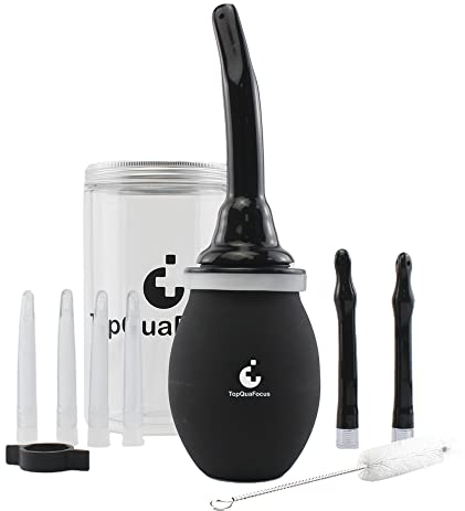 TopQuaFocus 420ml Douche Bulb Kit Anal Douche Colon Irrigation Douche for Man Woman (Black)