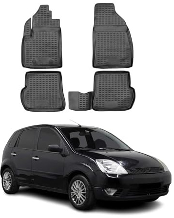 OMAC Fußmatten für Ford Fiesta 2005-2008 TPE 4X Schwarz | Gummimatten, Automatten, Allwetter, fahrzeugspezifisches Produkt, Antirutsch, 3D-Passform, wasserdicht