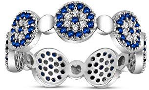 Remi Bijou 925 Sterling Silber Ring Nazar Boncuk Türkisches Auge Evil Eye (Model 3, 56 (17.8))
