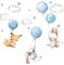 Little Deco Wandsticker Kinderzimmer Wandtattoo Tiere Ballon I Wandbild 71 x 41 cm (BxH) I Sterne Aufkleber Spielzimmer Baby Deko Kinder Junge blau DL611