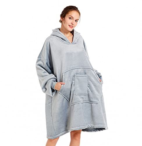 REDESS Blanket Hoodie Sweatshirt, Wearable Blanket Oversized Sherpa with sleeves and giant pocket, cozy hoodie for adults kids